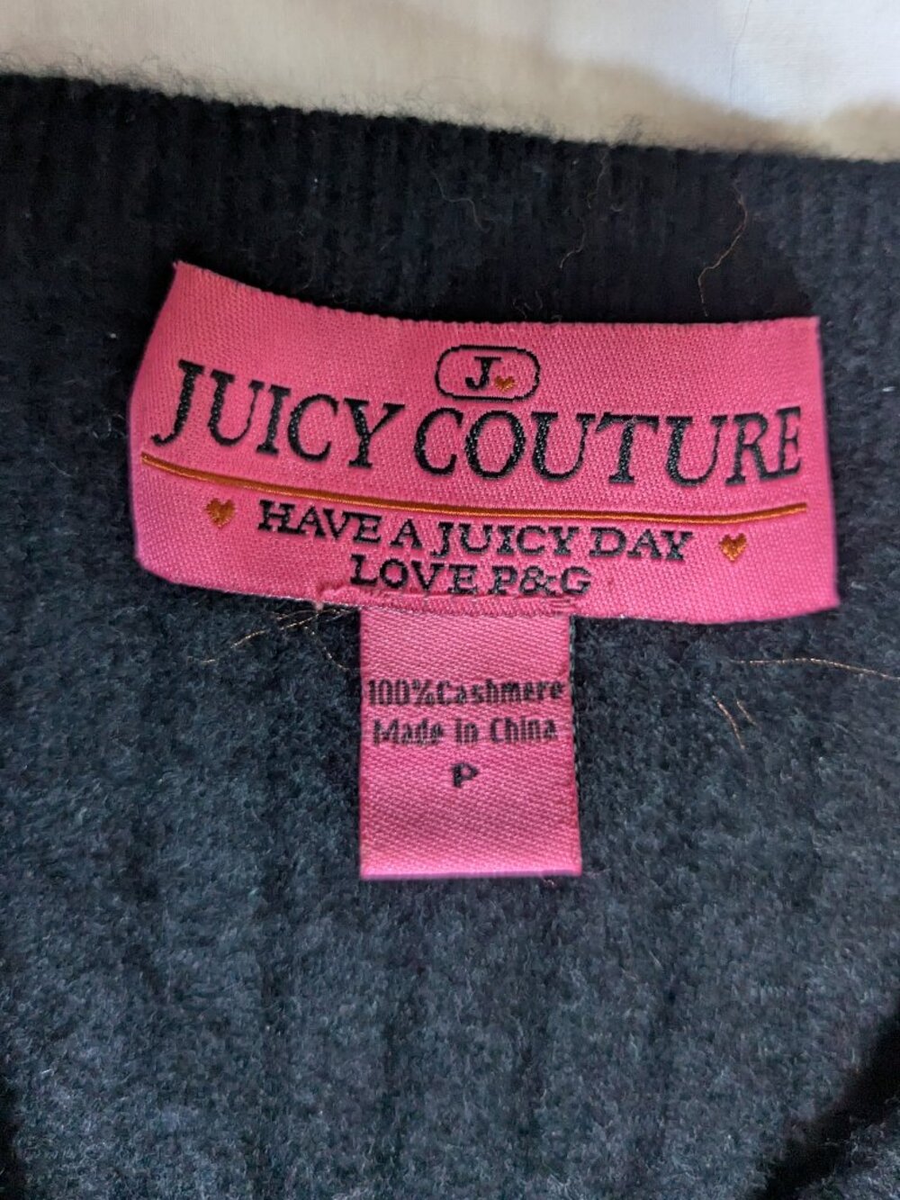 Juicy Couture Black Cashmere V-neck Sweater (S) - Picture 2 of 2
